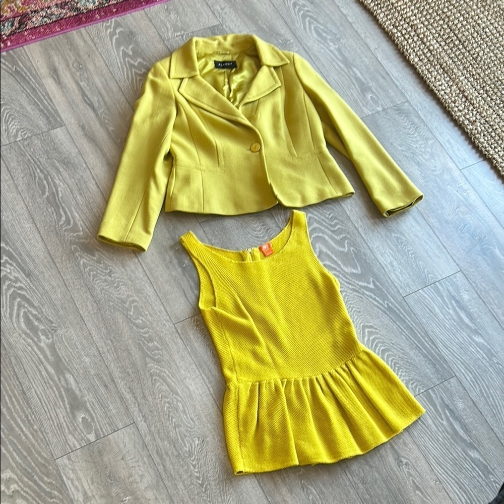 Yellow Blazer and Peplum Top Set